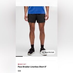 Like New! Lululemon Men’s Black Pace Breaker Linerless Shorts 5”-Sz Medium